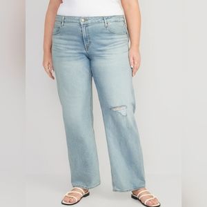 **NWT** Mid-Rise Ripped Wide-Leg Jeans for Women-Old Navy- Light Blue size 20